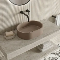 Harbour Concrete Small 400mm Oval Basin - Warm Clay