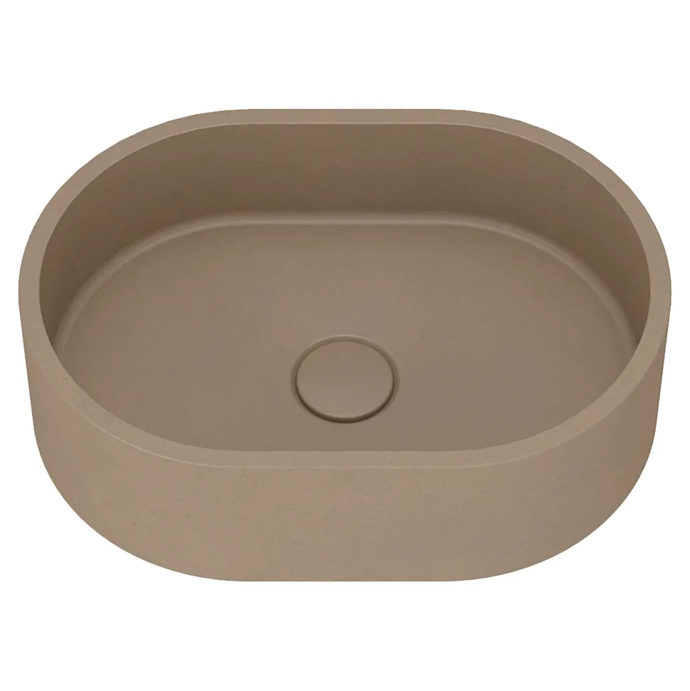 Harbour Concrete Small 400mm Oval Basin - Warm Clay