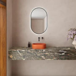 Harbour Concrete Small 400mm Oval Basin - Burnt Orange