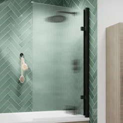 Harbour Contour 8mm Hinged Fluted Bath Screen - 1520 x 830mm