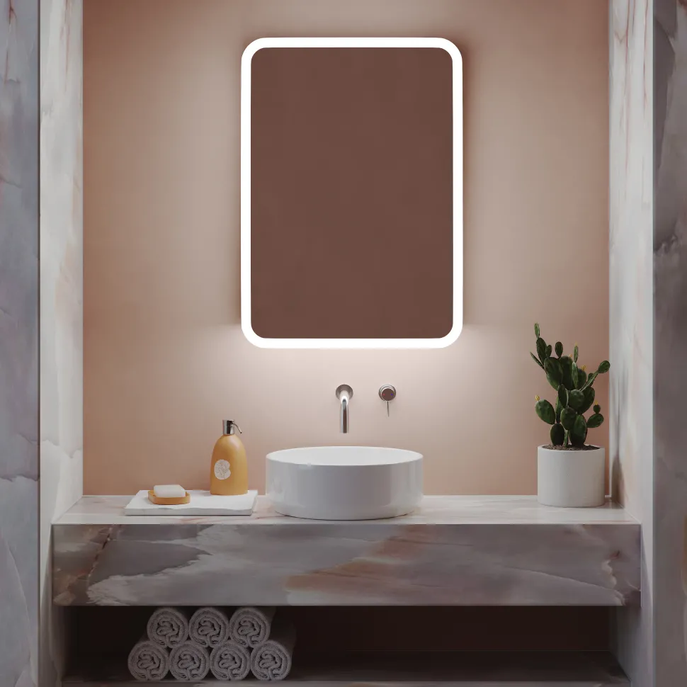 Harbour Design LED Mirrored Cabinet with Demister Pad & Shaver Socket - 500 x 700mm