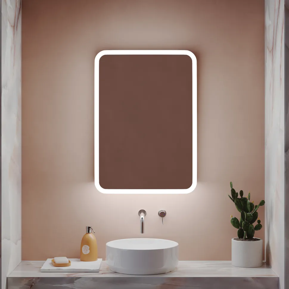 Harbour Design LED Mirrored Cabinet with Demister Pad & Shaver Socket - 500 x 700mm