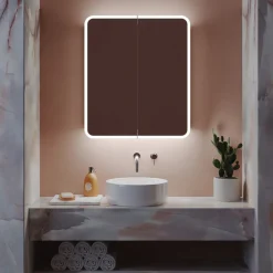 Harbour Design LED Mirrored Cabinet with Demister Pad & Shaver Socket - 600 x 700mm