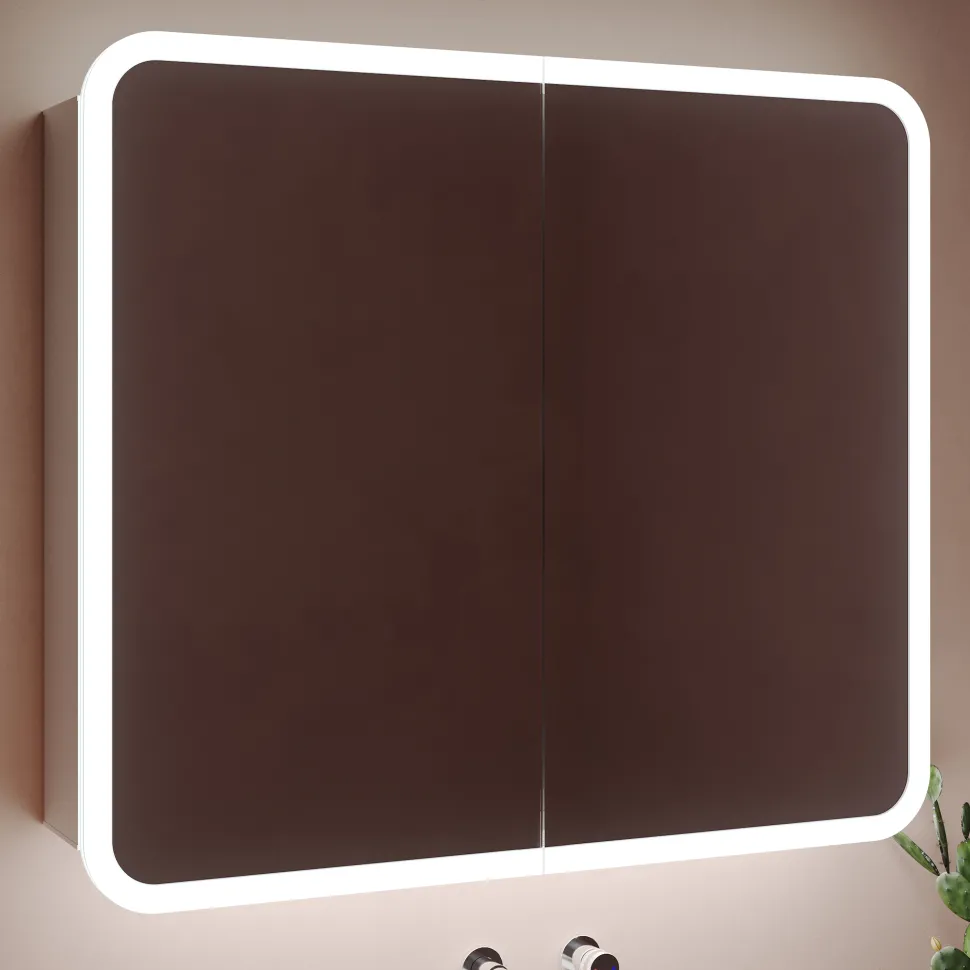 Harbour Design LED Mirrored Cabinet with Demister Pad & Shaver Socket - 800 x 700mm
