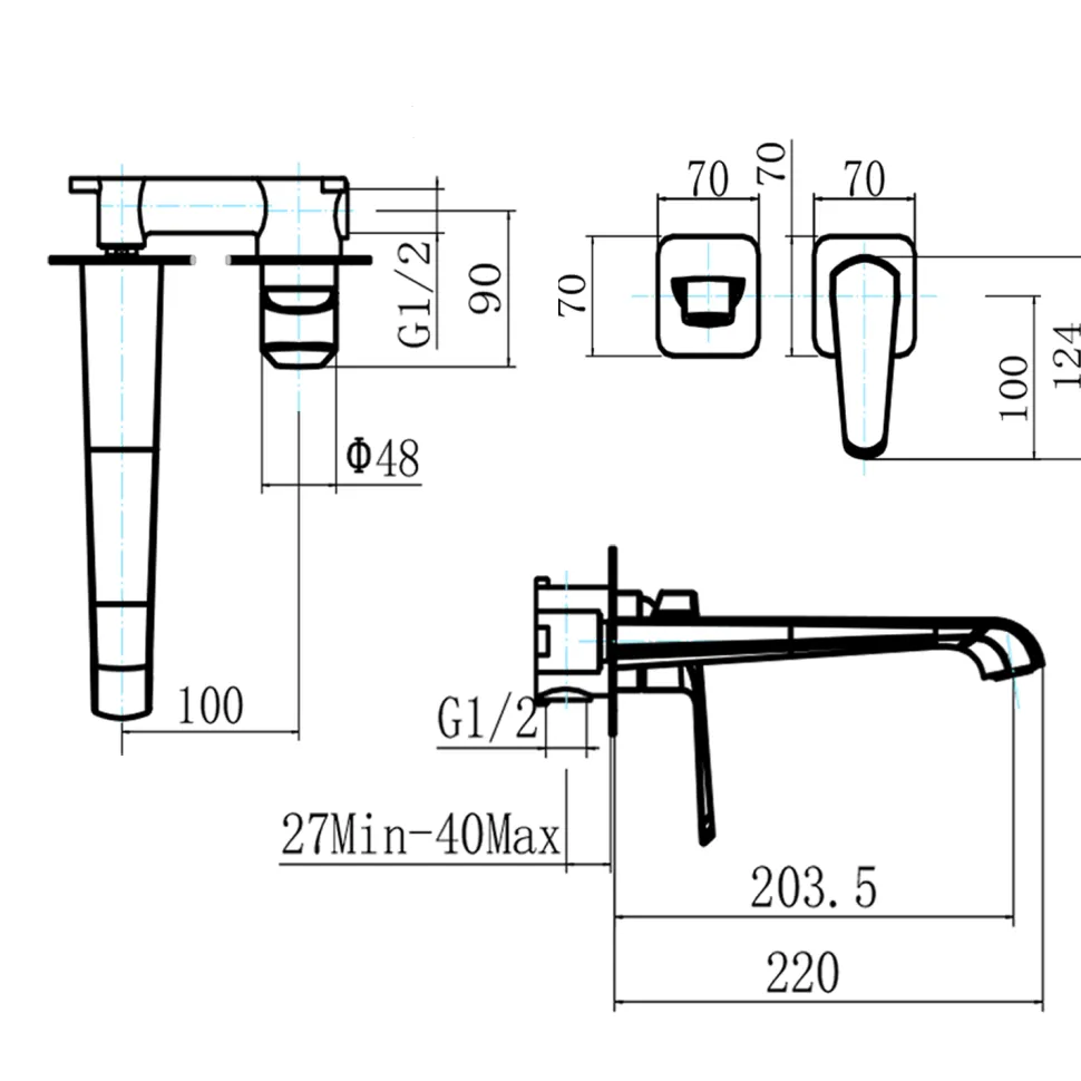 Harbour Essence Wall Mounted Bath Mixer Tap