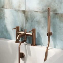 Harbour Fluted Deck Mounted Bath Shower Mixer Tap