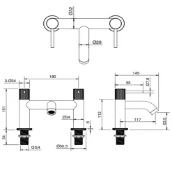 Harbour Fluted Deck Mounted Bath Shower Mixer Tap