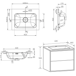 Harbour Form 600mm Wall Mounted Vanity Unit & Basin