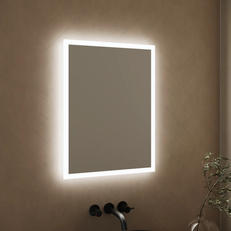 Harbour Glow LED Illuminated Mirror with Demister Pad & Shaver Socket - 500 x 700mm