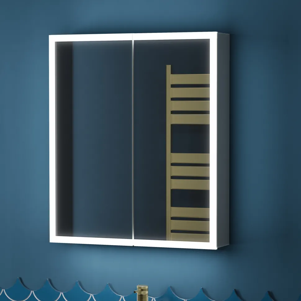 Harbour Glow LED Mirrored Cabinet with Demister Pad & Shaver Socket - 600 x 700mm