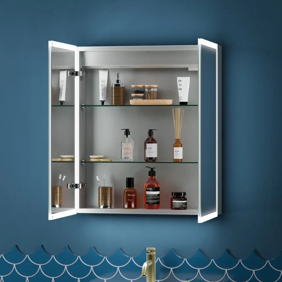 Harbour Glow LED Mirrored Cabinet with Demister Pad & Shaver Socket - 600 x 700mm