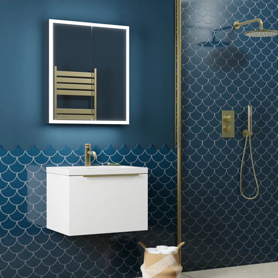 Harbour Glow LED Mirrored Cabinet with Demister Pad & Shaver Socket - 600 x 700mm