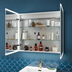 Harbour Glow LED Mirrored Cabinet with Demister Pad & Shaver Socket - 800 x 700mm