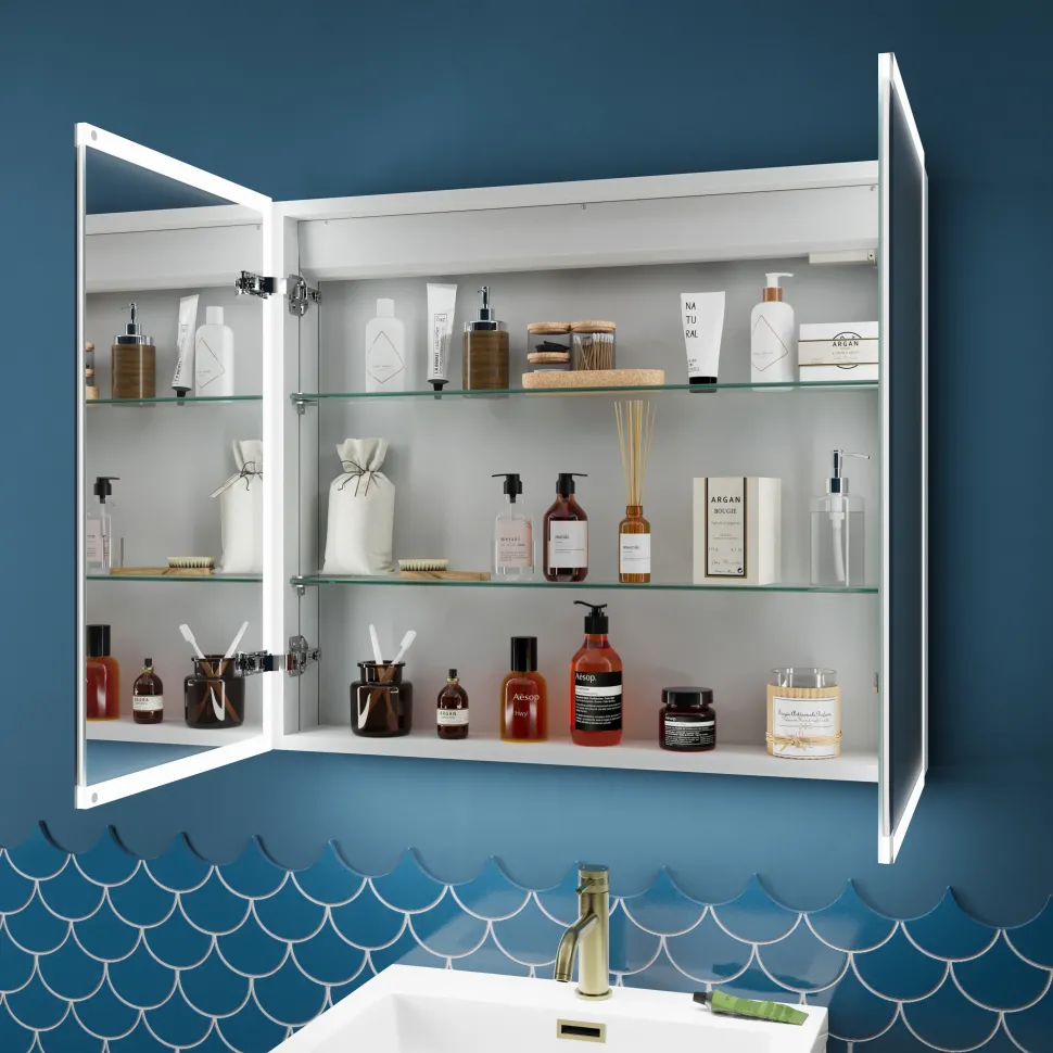 Harbour Glow LED Mirrored Cabinet with Demister Pad & Shaver Socket - 800 x 700mm