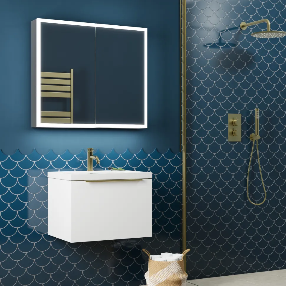 Harbour Glow LED Mirrored Cabinet with Demister Pad & Shaver Socket - 800 x 700mm