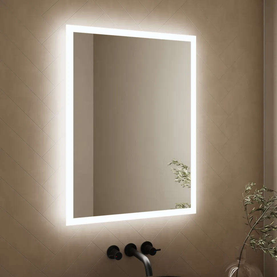 Harbour Glow LED Mirror with Demister Pad & Shaver Socket - 600 x 800mm