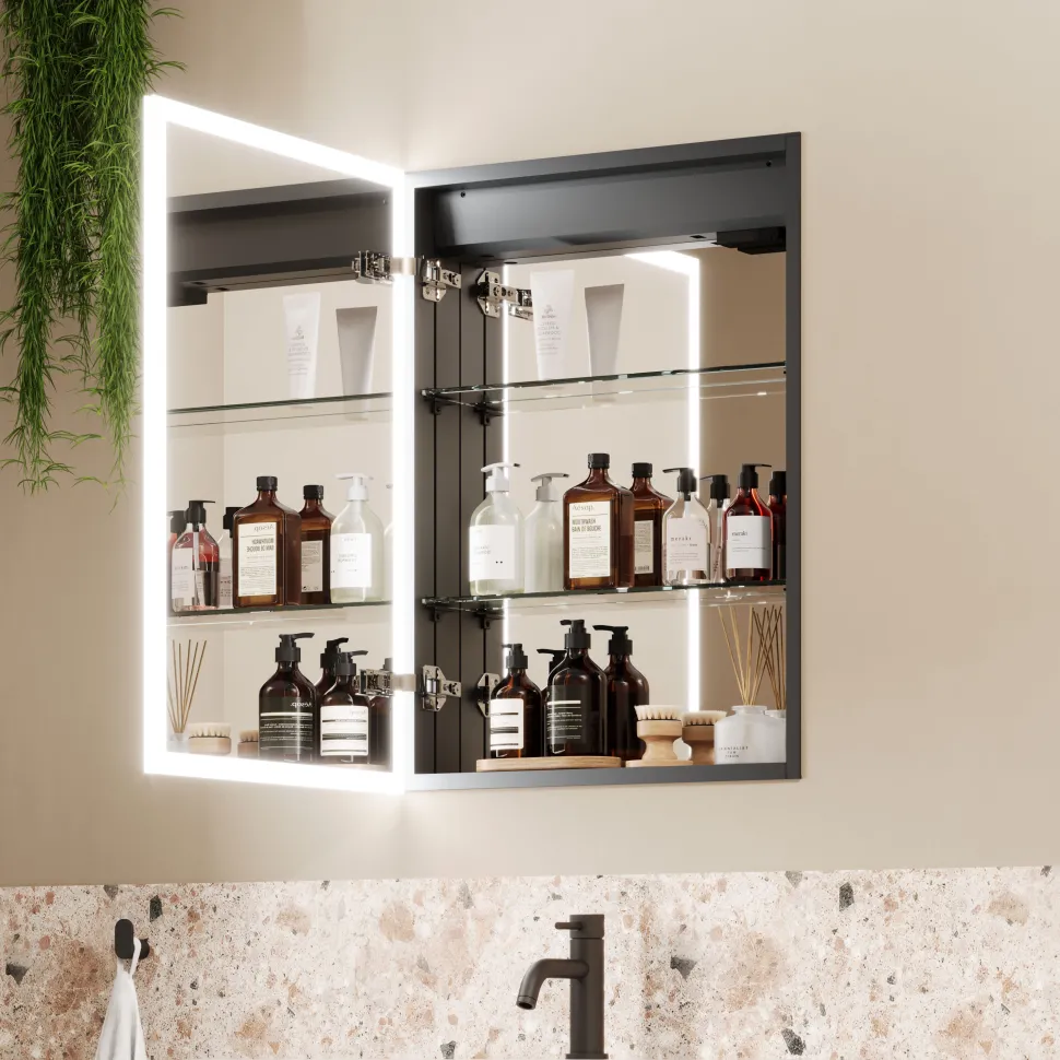 Harbour Glow Recessed Single Door LED Bathroom Mirror Cabinet - 500 x 700mm
