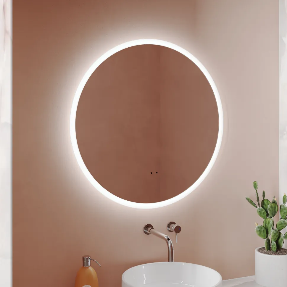 Harbour Glow Round LED Bathroom Mirror with Demister Pad & Colour Change Lights - 600mm