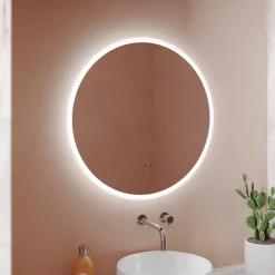 Harbour Glow Round LED Bathroom Mirror with Demister Pad & Colour Change Lights - 600mm