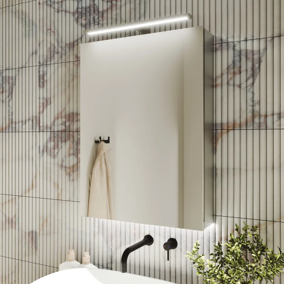 Harbour Grace LED Mirror Cabinet with Demister Pad & Shaver Socket - 500 x 600mm