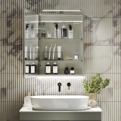 Harbour Grace LED Mirror Cabinet with Demister Pad & Shaver Socket - 500 x 600mm