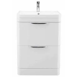 Harbour Grace 600mm Floorstanding Vanity Unit with Polymarble Basin - White Gloss