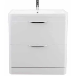 Harbour Grace 800mm Floor Standing Vanity Unit with Polymarble Basin - White Gloss