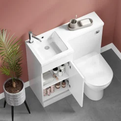 Harbour Icon Compact 900mm Furniture Suite inc. Vanity & Basin and Toilet Unit - Gloss White