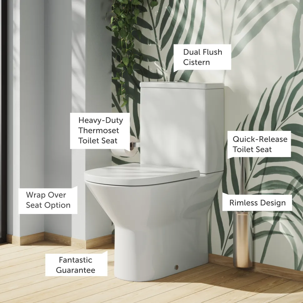 Harbour Identity Close Coupled Rimless Back to Wall Toilet & Soft Close Seat