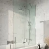 Harbour i6 Easy Clean Chrome Hinged Bath Screen with Fixed Inline Panel - 1500 x 875m