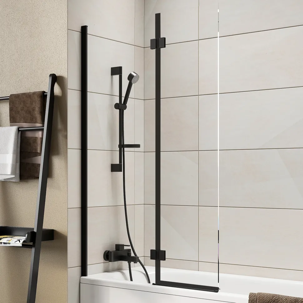 Harbour i8 Easy Clean 8mm Inward Hinged Bath Screen with Fixed Inline Panel - 1500 x 900mm