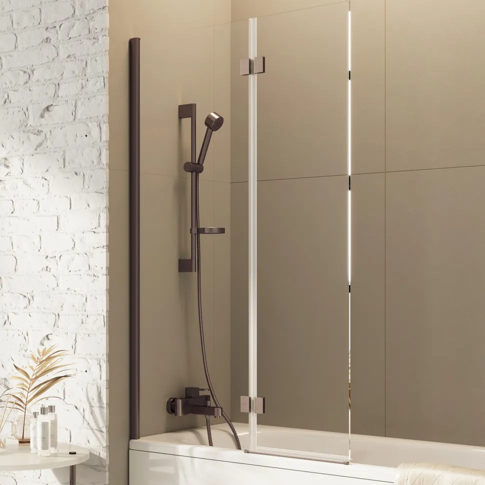 Harbour i8 Easy Clean 8mm Inward Hinged Bath Screen with Fixed Inline Panel - 1500 x 900mm