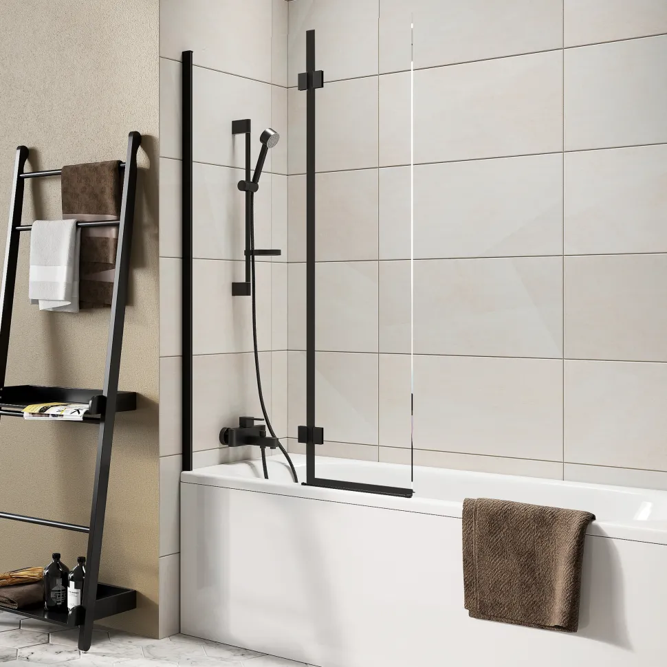 Harbour i8 Easy Clean 8mm Inward Hinged Bath Screen with Fixed Inline Panel - 1500 x 900mm