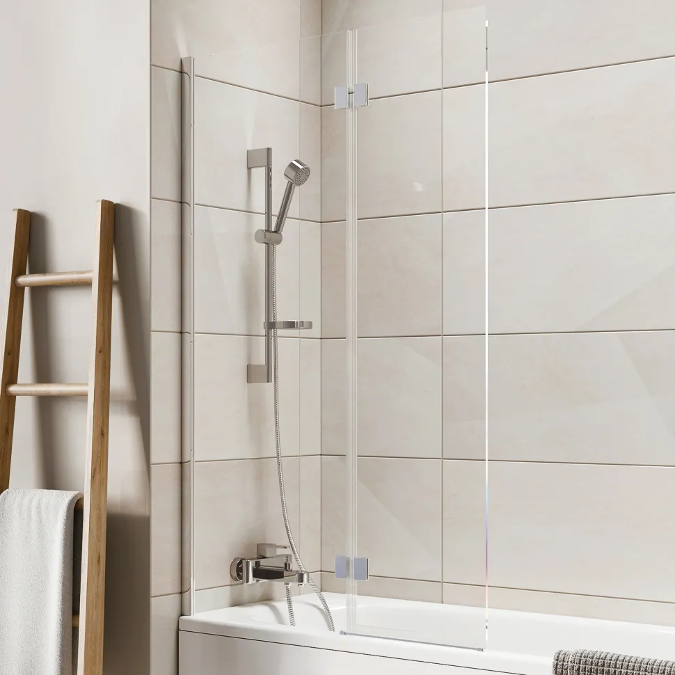 Harbour i8 Easy Clean 8mm Inward Hinged Bath Screen with Fixed Inline Panel - 1500 x 900mm