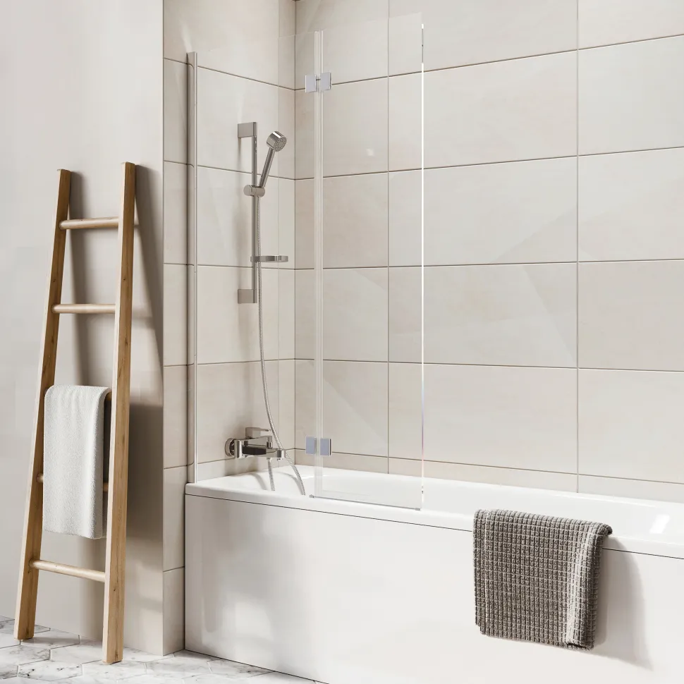 Harbour i8 Easy Clean 8mm Inward Hinged Bath Screen with Fixed Inline Panel - 1500 x 900mm