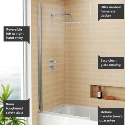 Harbour i8 Easy Clean 8mm Single Panel Bath Screen - 1500 x 800mm