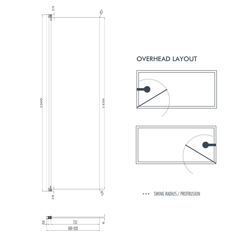 Harbour i8 Easy Clean 8mm Single Panel Bath Screen - 1500 x 800mm