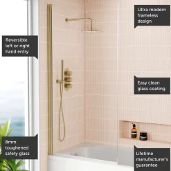 Harbour i8 Easy Clean 8mm Single Panel Bath Screen - 1500 x 800mm