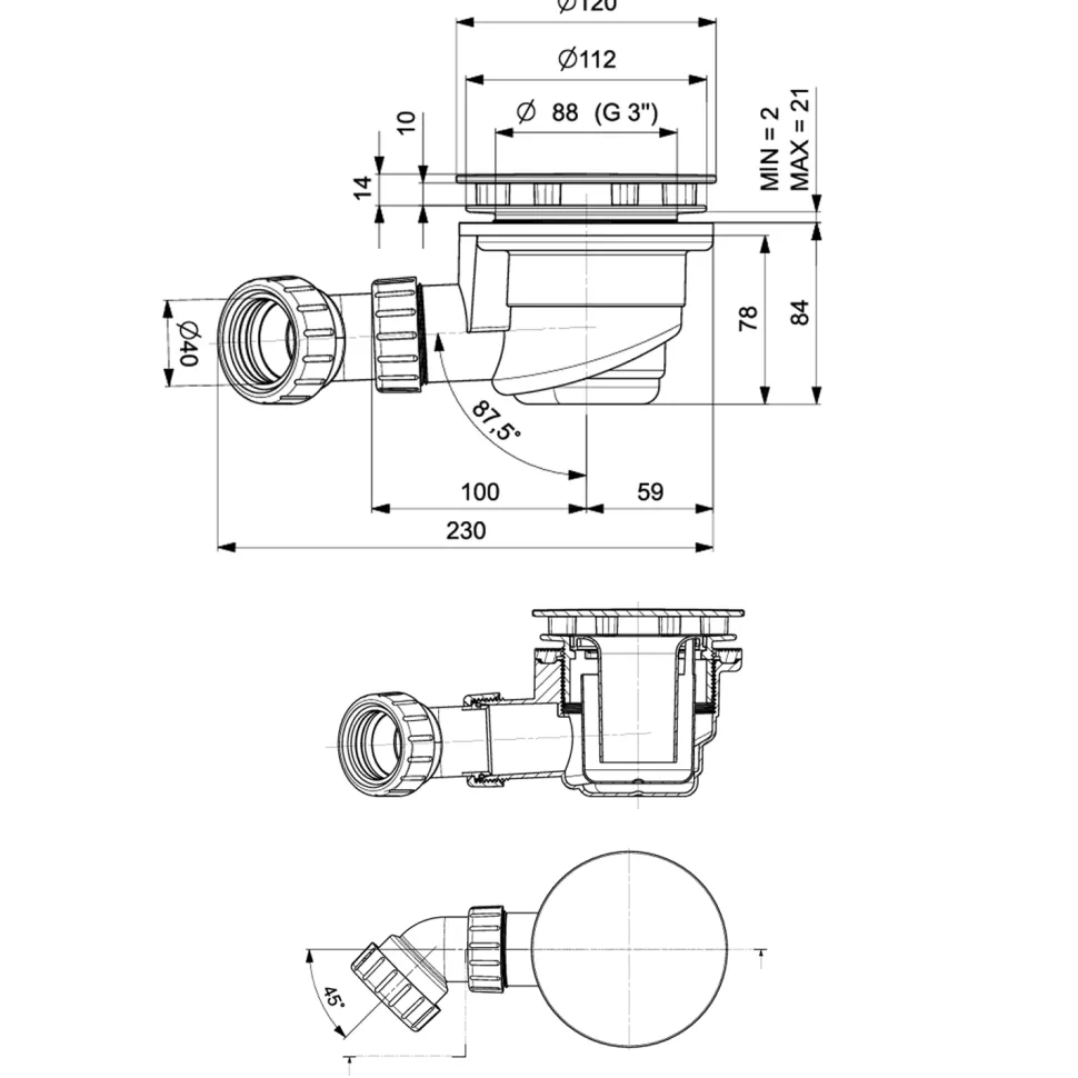 Harbour 90mm Round Topped Shower Waste