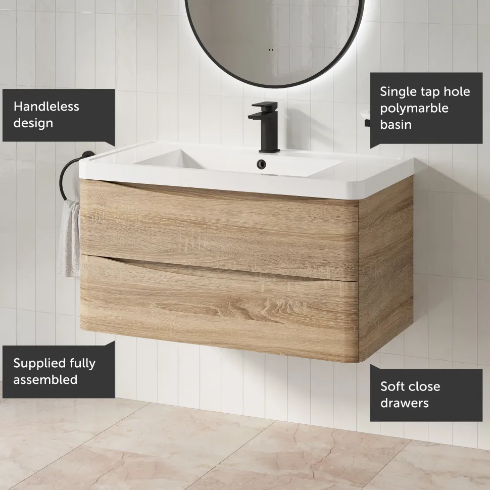 Harbour Origin 900mm Wall Mounted Vanity Unit & Basin