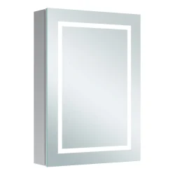 Harbour Outline Single Door LED Mirrored Cabinet with Demister Pad & Shaver Socket - 500 x 700mm