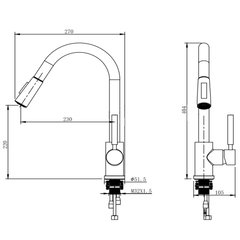 Harbour Pro Pull Out Single Lever Mono Kitchen Mixer Tap