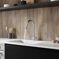 Harbour Pro Twin Lever Mono Pull Out Spray Kitchen Mixer Tap - Polished Chrome