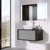 Harbour Scene 800mm Wall Mounted Countertop Vanity Unit - Black/Concrete