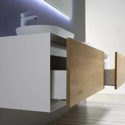 Harbour Scene 1200mm Wall Mounted Countertop Vanity Unit - White/Oak