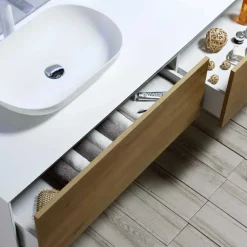 Harbour Scene 1200mm Wall Mounted Countertop Vanity Unit - White/Oak