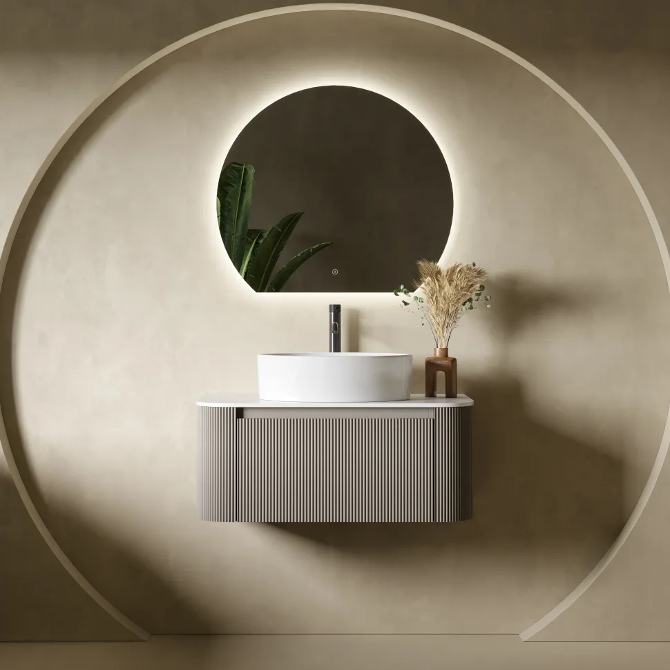 Harbour Segment LED Illuminated Mirror with Demister Pad & Colour Change Lights - 800 x 700mm