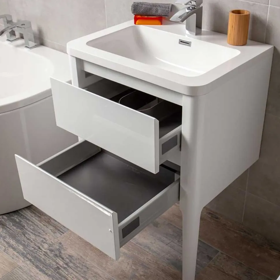 Harbour Serenity 590mm Floorstanding Vanity Unit & Basin - Gloss White
