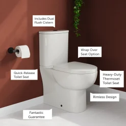 Harbour Serenity Rimless Back To Wall Close Coupled Toilet with Soft Close Seat