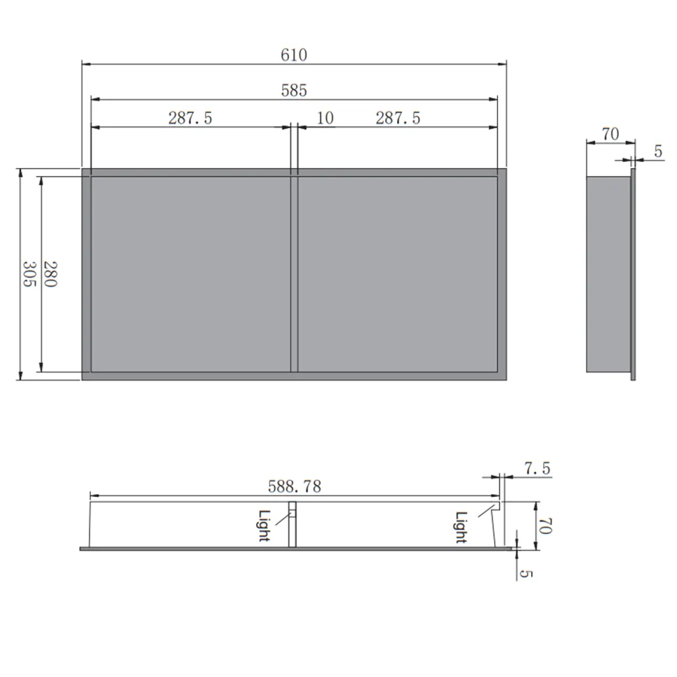 Harbour Shower Niche with LED Light Strip - 610 x 305mm